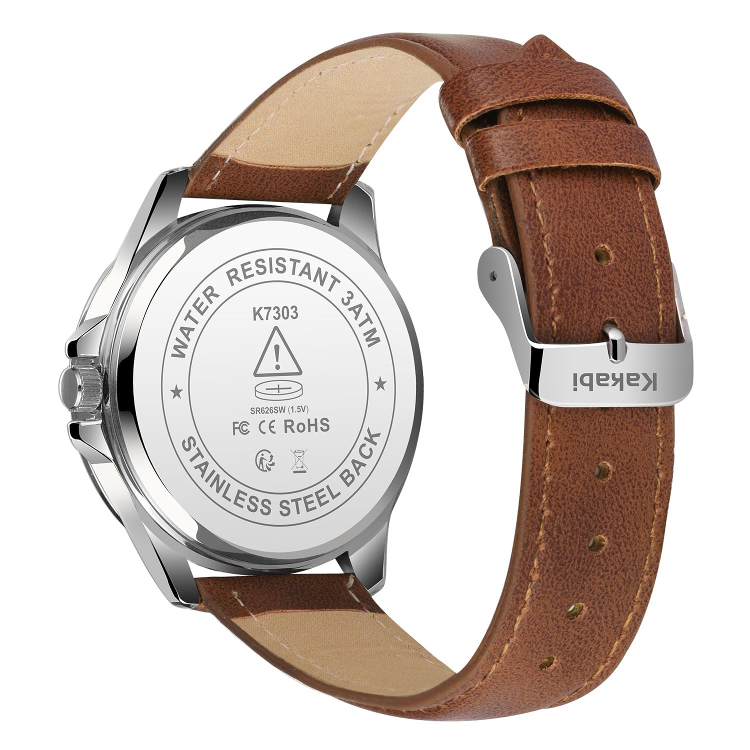 Kakabi Watches for Men, Minimalist Fashion Mens Leather K7303S-Brown White-P