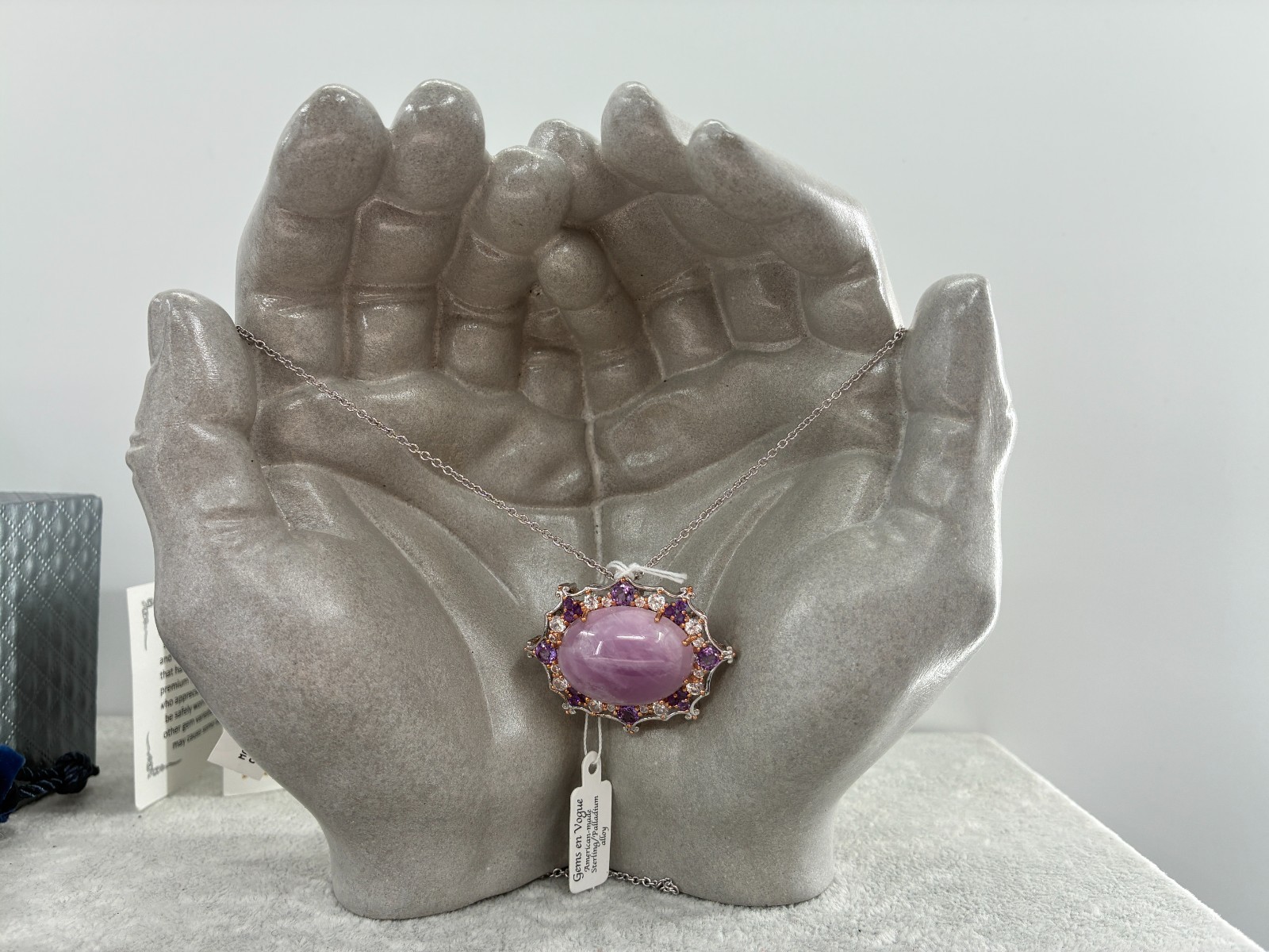Michael Valitutti Gems en Vogue Kunzite Amethyst Silver Palladium Necklace HN925