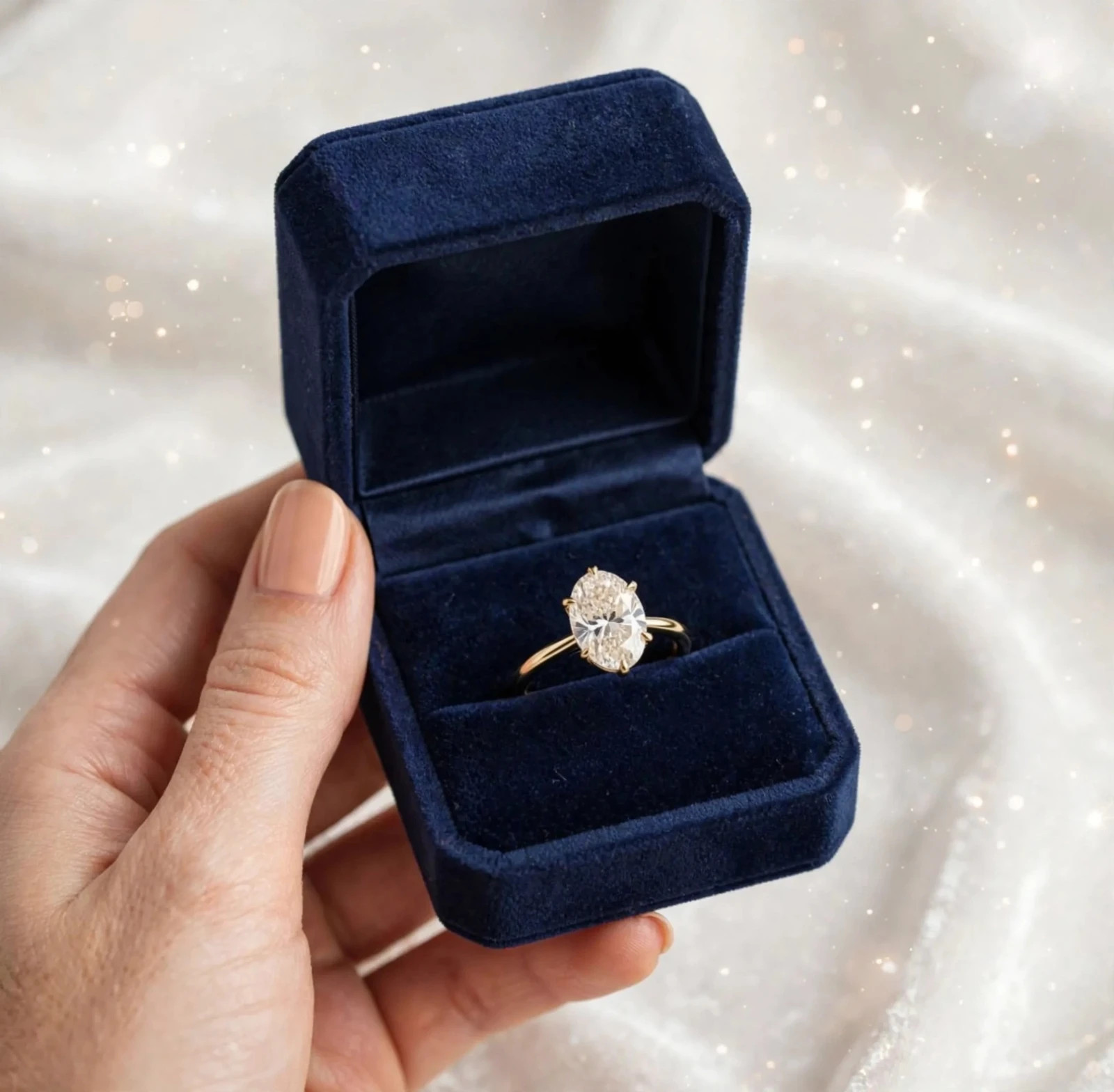 2.0Ct oval Cut moissanite Six prong Solitaire Engagement Ring 14k gold Plated