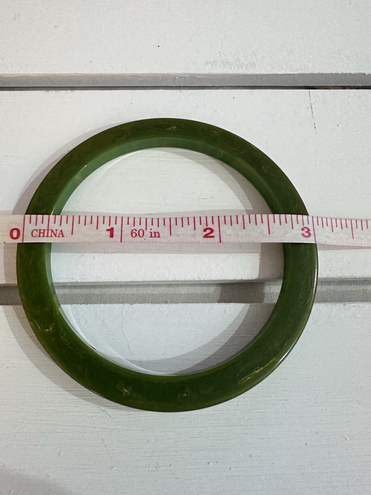 Light egg yolk, moss & spinach green Bakelite bracelet; tested