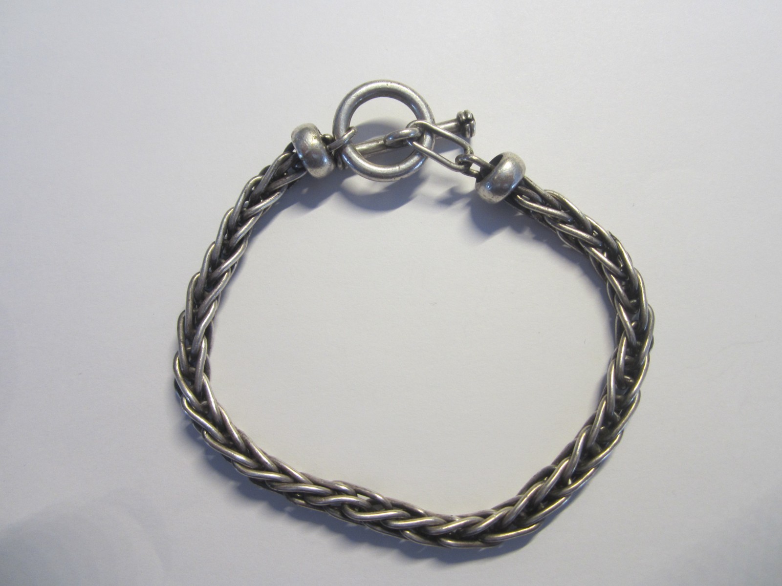 STERLING SILVER WHEAT WOVEN CHAIN ROPE LINK BRACELET TOGGLE CLASP 29 GRAMS