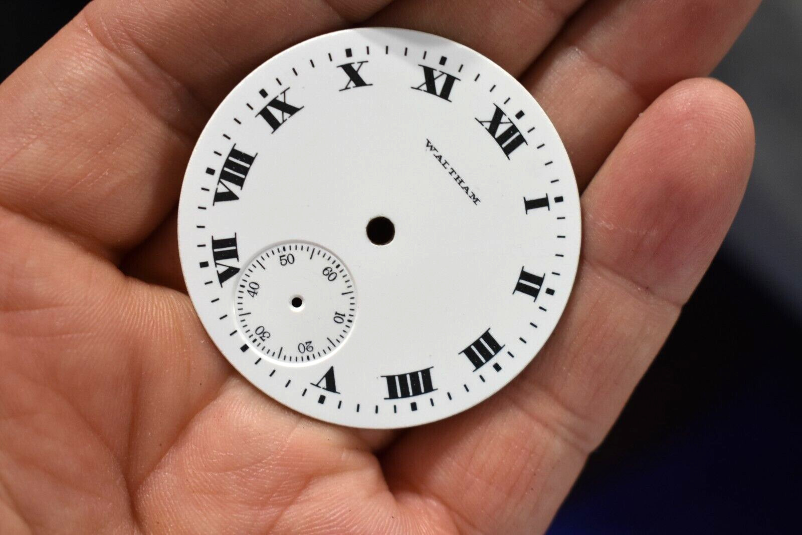 Vintage Waltham Enamel 42.13mm Roman Numeral Pocket Watch Dial lot.x