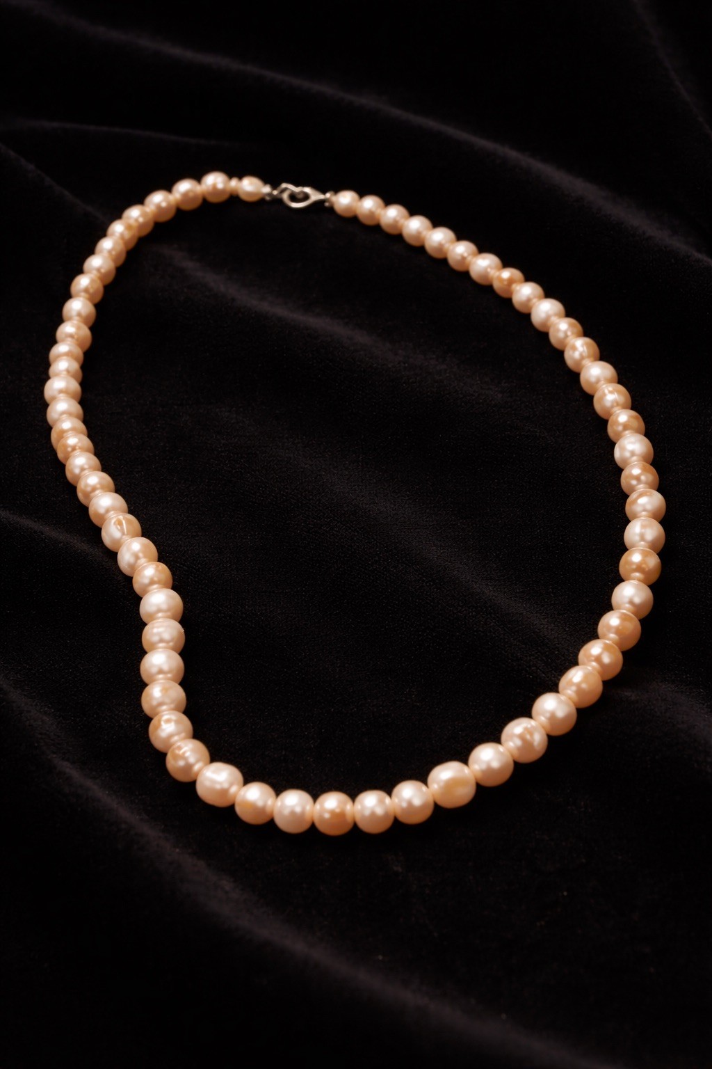 Genuine Freshwater Cultured Pearl Necklace 925 Sterling 18-20″ Peach Blush 6-7mm