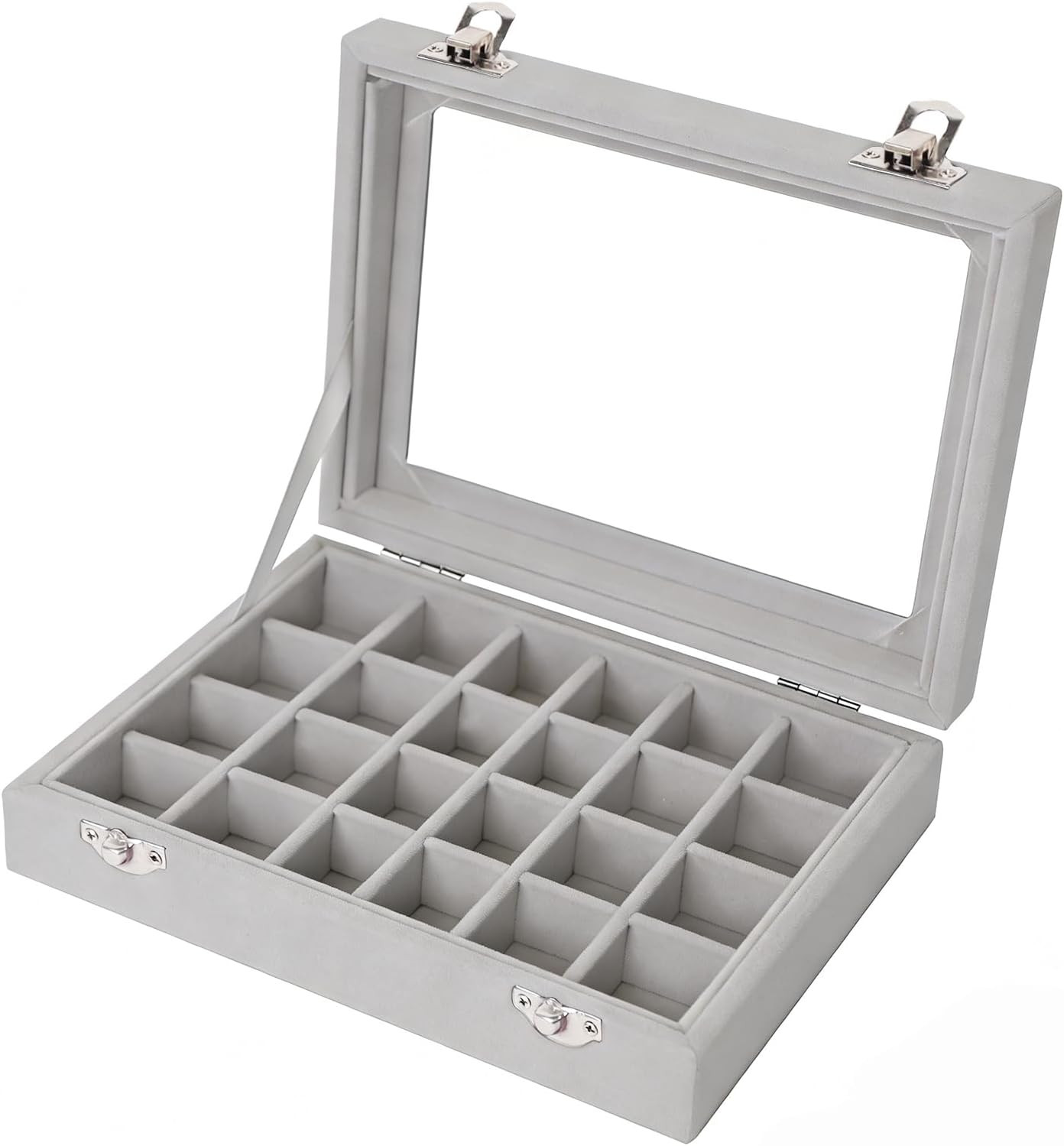 Velvet Jewelry Box 24 Grid Jewelry Earrings Display Organiser Box Ring Tray Hold
