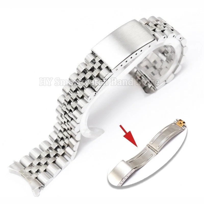 13 – 20mm Stainless Steel Curved End Jubilee Watch Band Bracelet Fits for Rlx