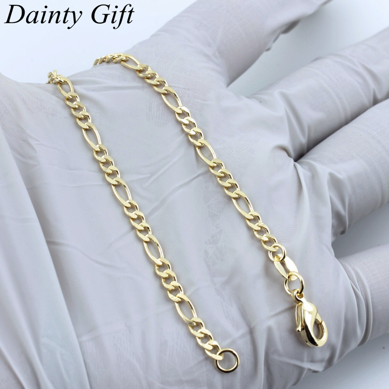 Women Gold Filled Animal Elephant Figaro Link Chain Anklet Foot Bracelet 9.5″
