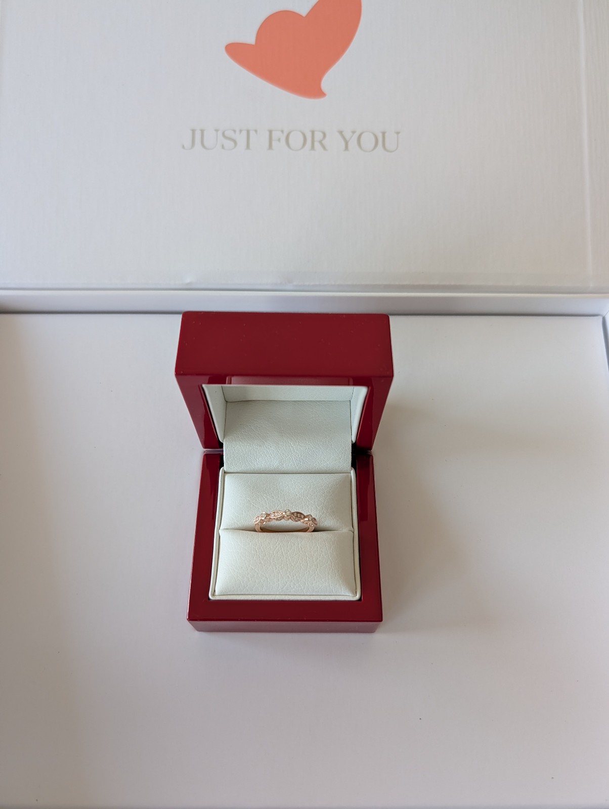 James Allen Bezel & Pavé Diamond Wedding Ring Band 14K Rose Gold 2mm Size 5