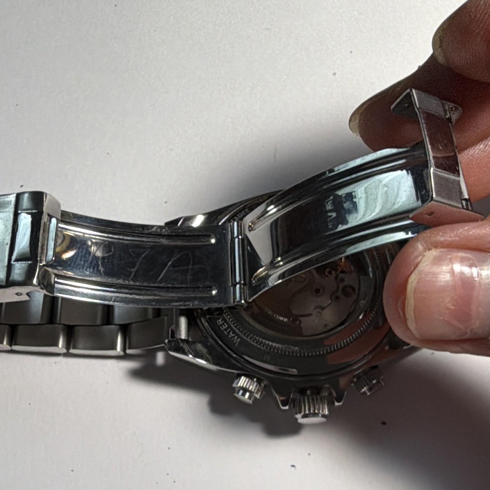 Stauer Automatic Silver/White Dial Roman/Stick Bracelet Tachymeter Day Date
