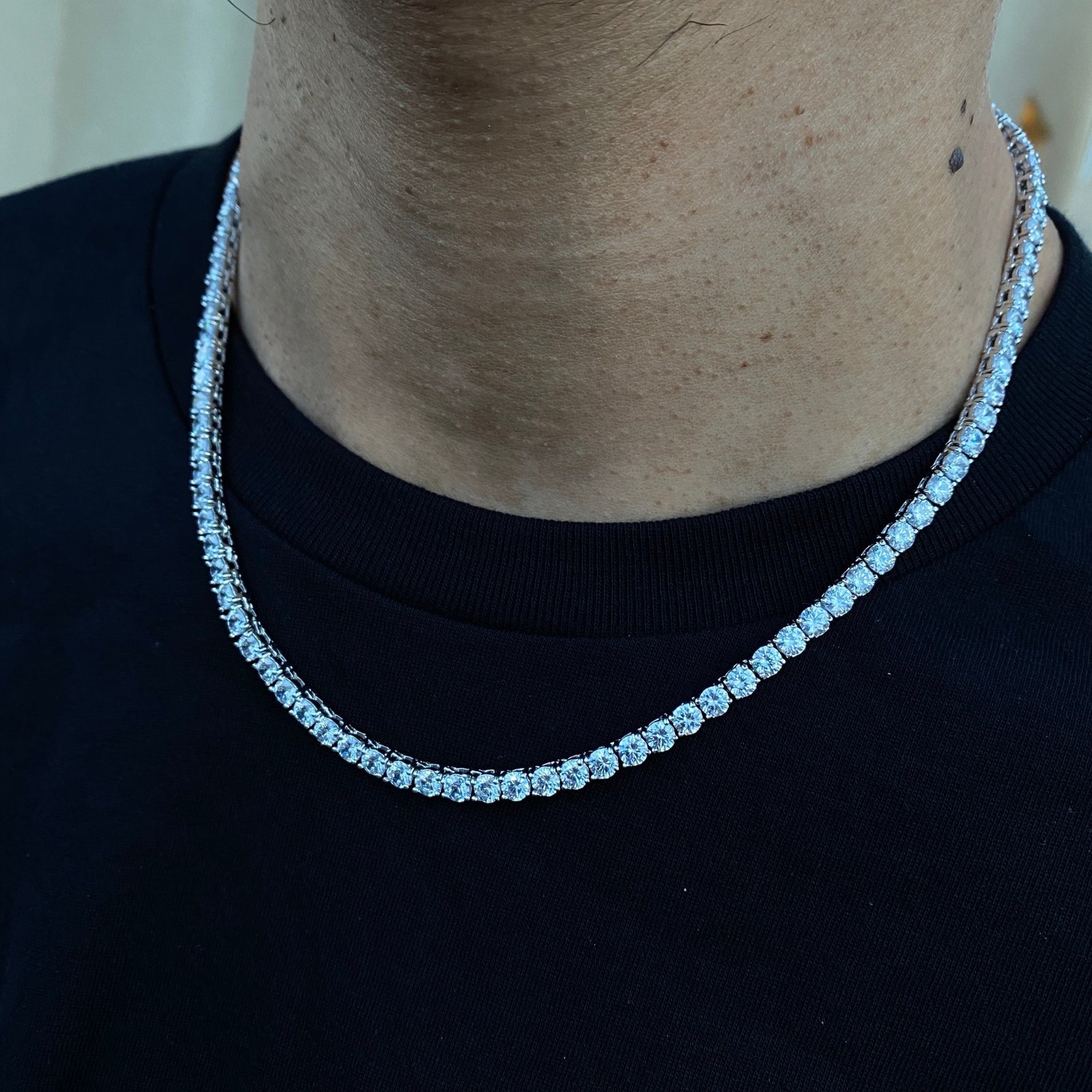 28 Carat Round Genuine Men Lab Grown Diamond Tennis Necklace 18” Inches