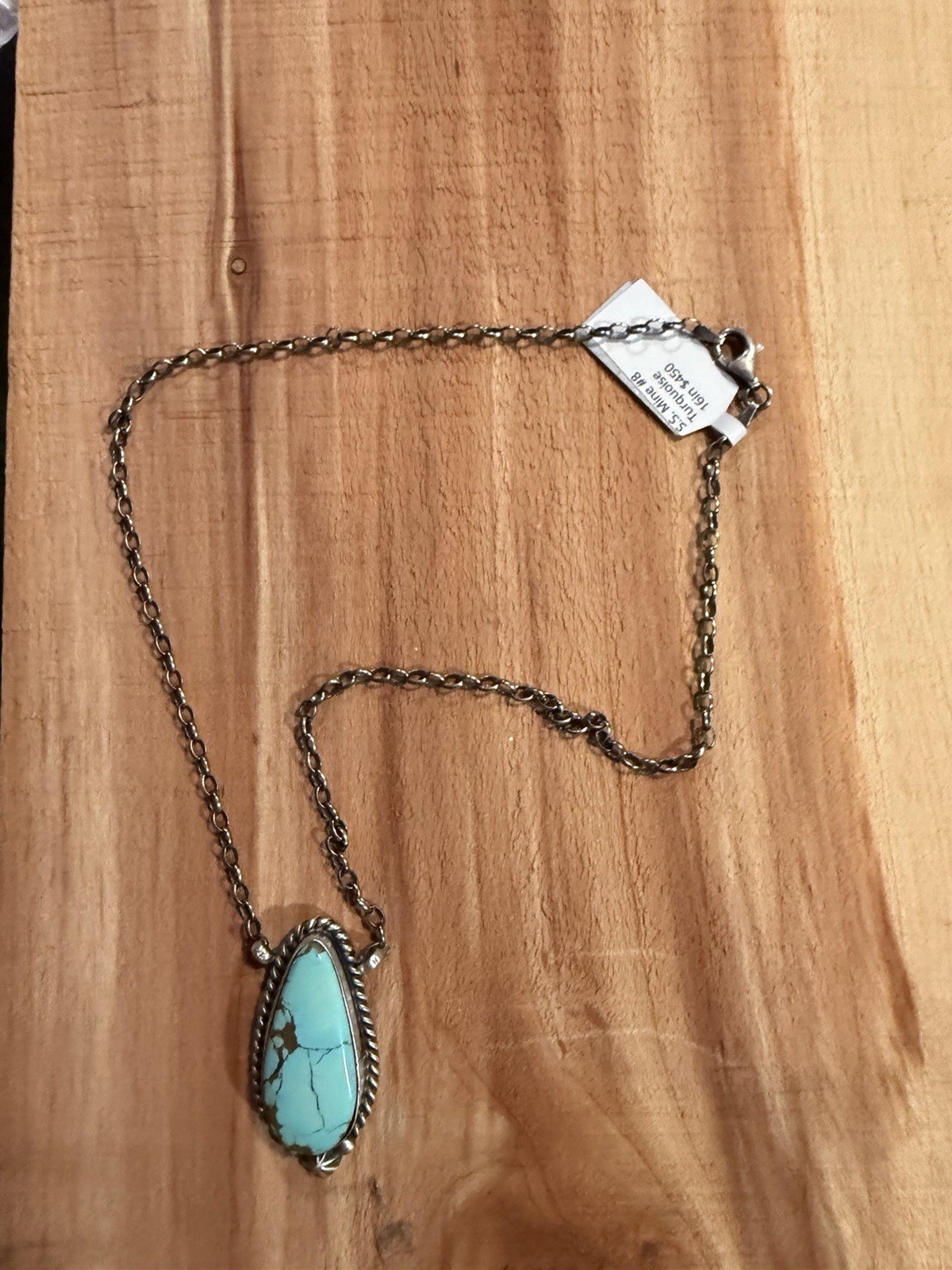 Navajo handmade Johnny Dixon Signed 925 Sterling Slvr Mine 8 Turquoise necklace