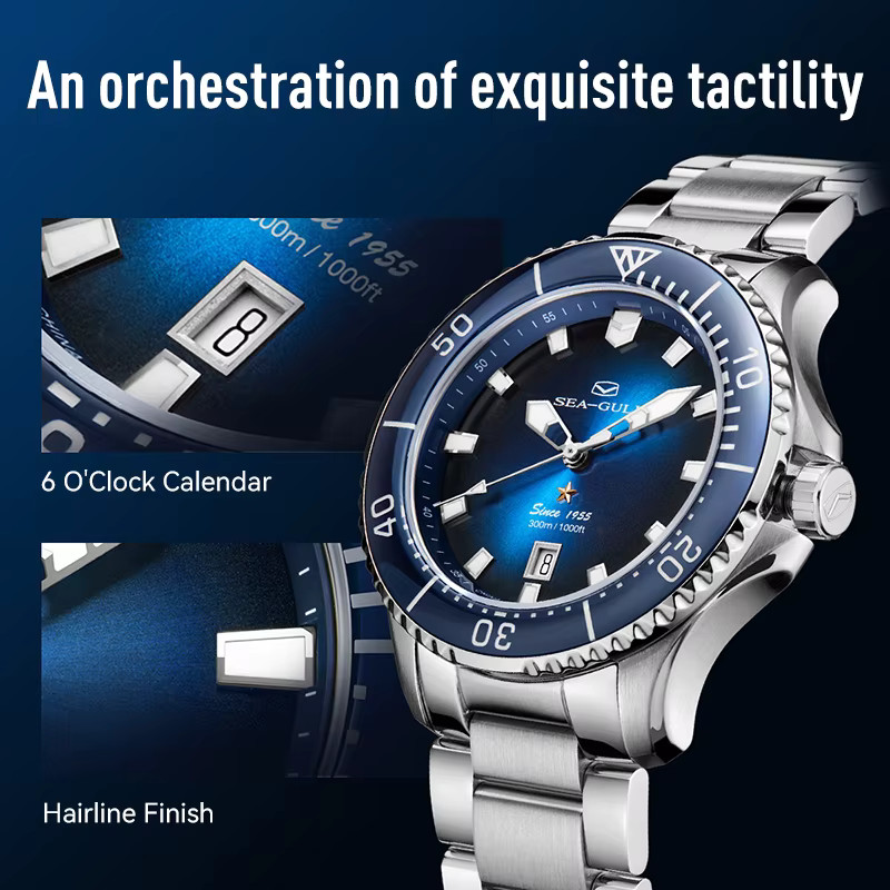Seagull Automatic 40mm Watch Ocean Diver Wristwatch 300m 30ATM Waterproof