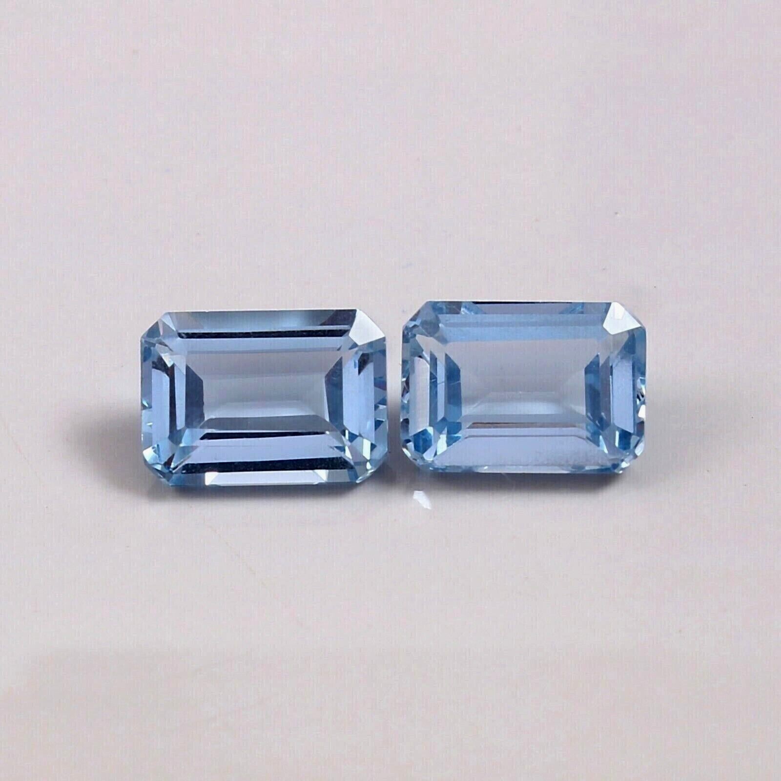 Natural Flawless Santa Maria Aquamarine Loose Radiant Cut Gemstone Pair 9×7 MM