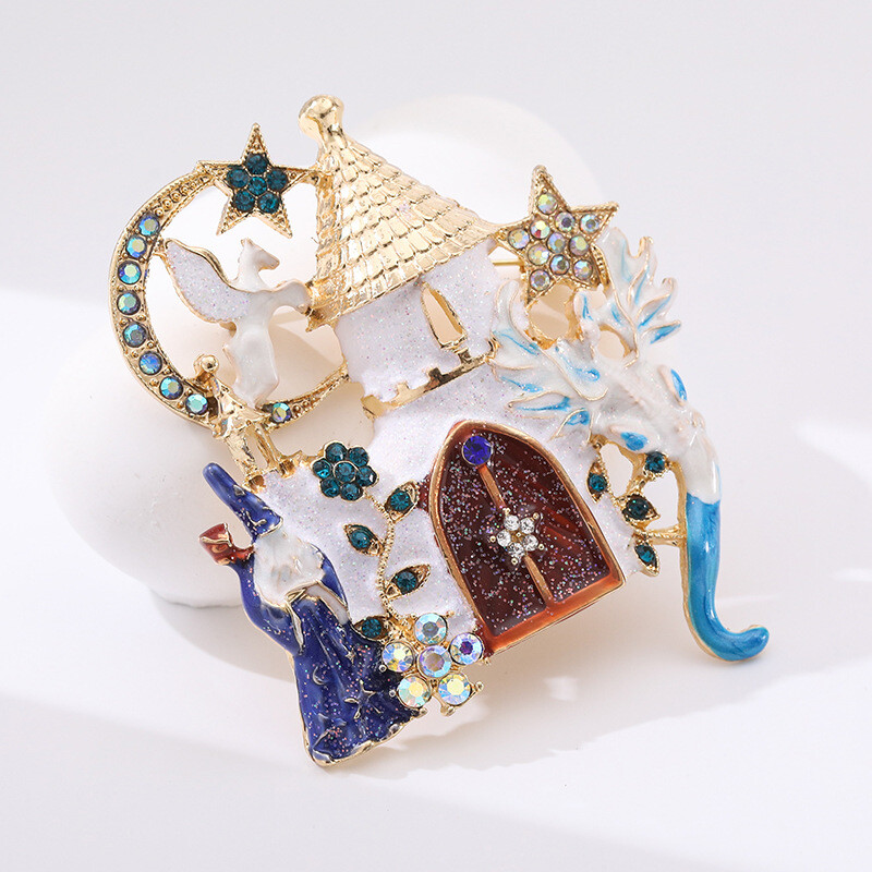 hot selling star moon castle brooch luxury clothing accessories