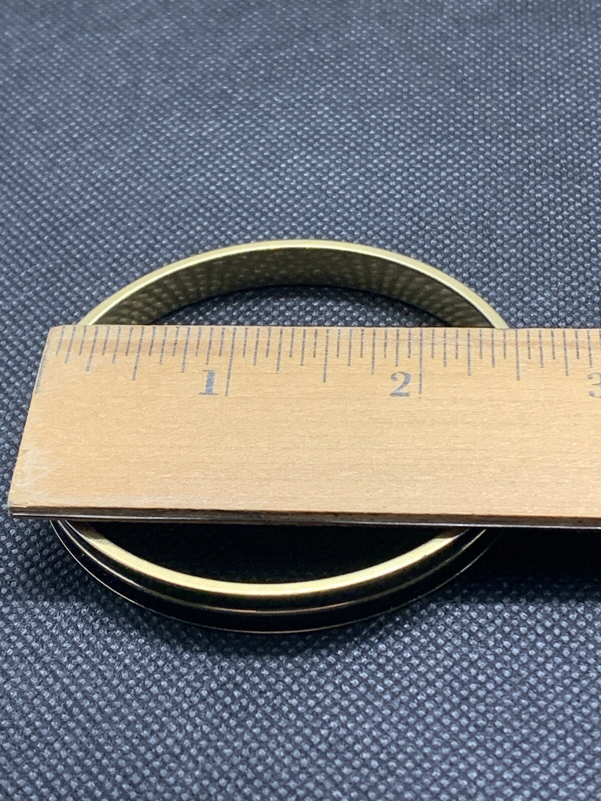 Vintage Monet Bracelet Enamel Bangle Black Gold Tone Signed 1/4 Inch Wide Petite