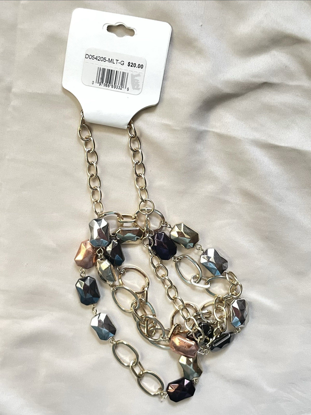 Ashley Cooper Collection Gold Tone Oval Link Station Faceted Crystal Necklace