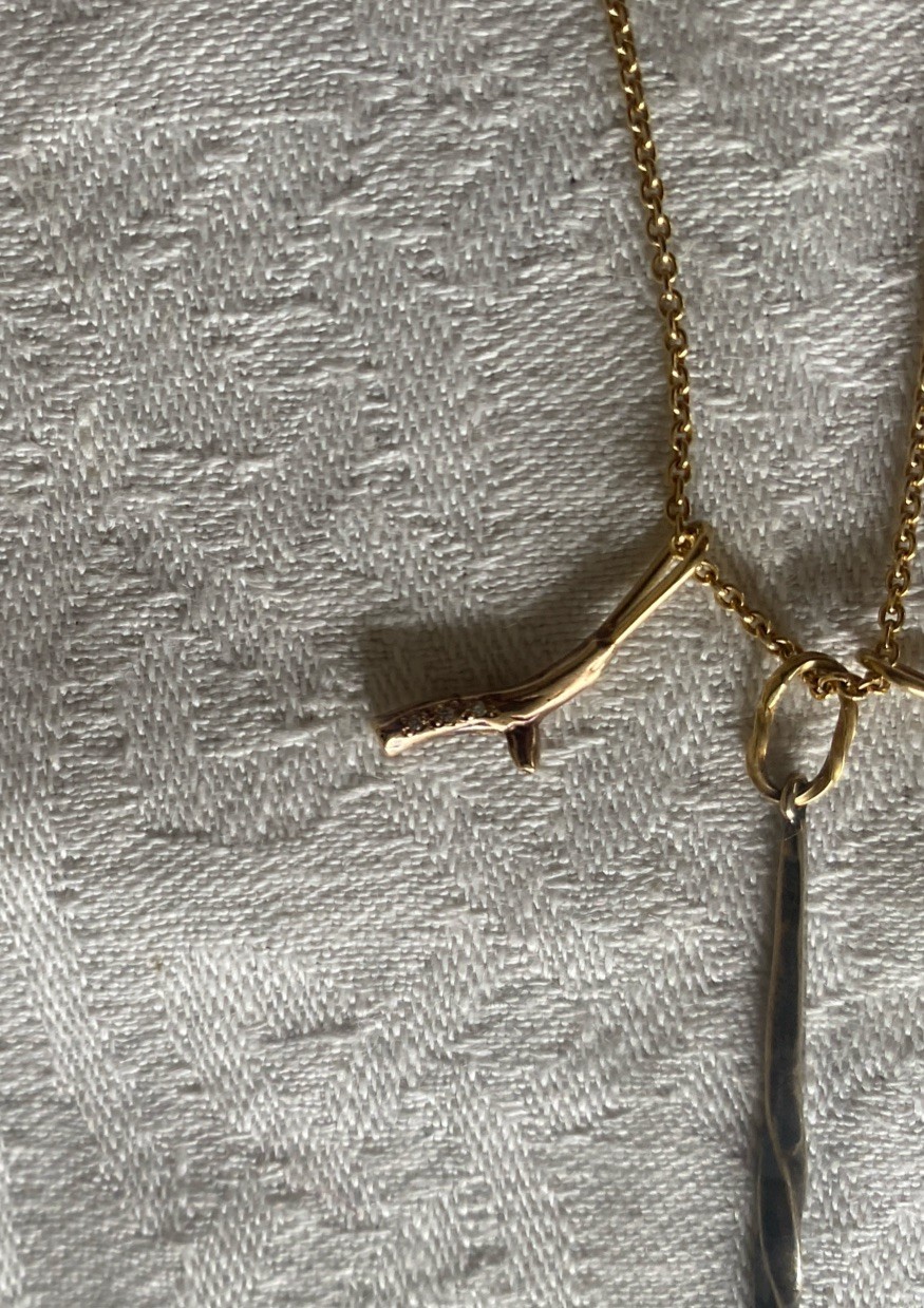 Sarah McGuire Studio Gold Long Necklace with Three Mixed Metal Pendants