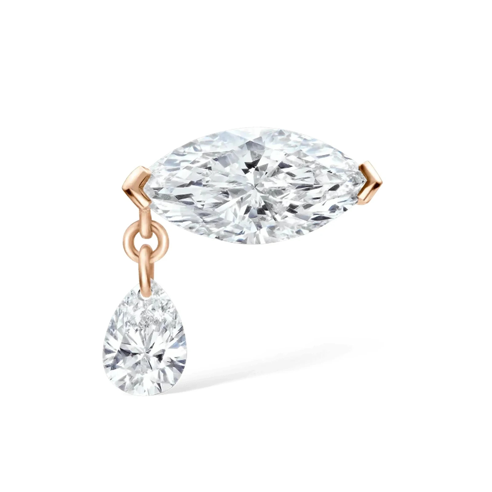 925 Sterling Silver Marquise Pear Moissanite Drop Stud Earrings