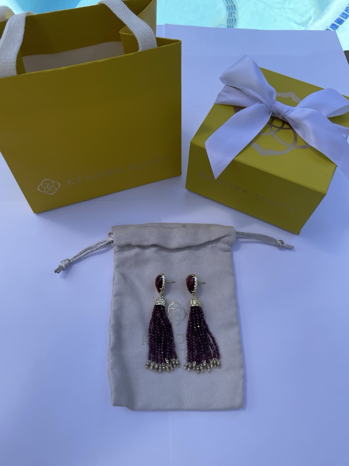 Kendra Scott Rayne Beaded Tassel Statement Earrings – Gold Red Magnesite