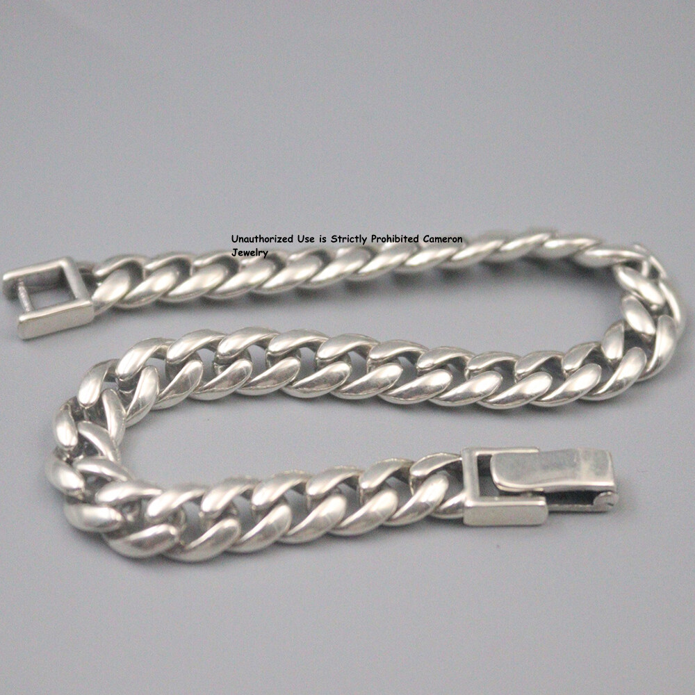 Solid Real S925 Sterling Silver Bracelet 6mm Cuban Curb Link Chain 6.7-8.7inch