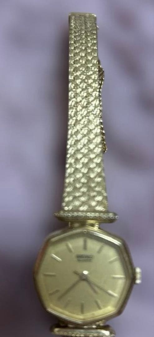 [Junk Retro SEIKO Gold Octagonal Hand-wound Ladies’ Watch]