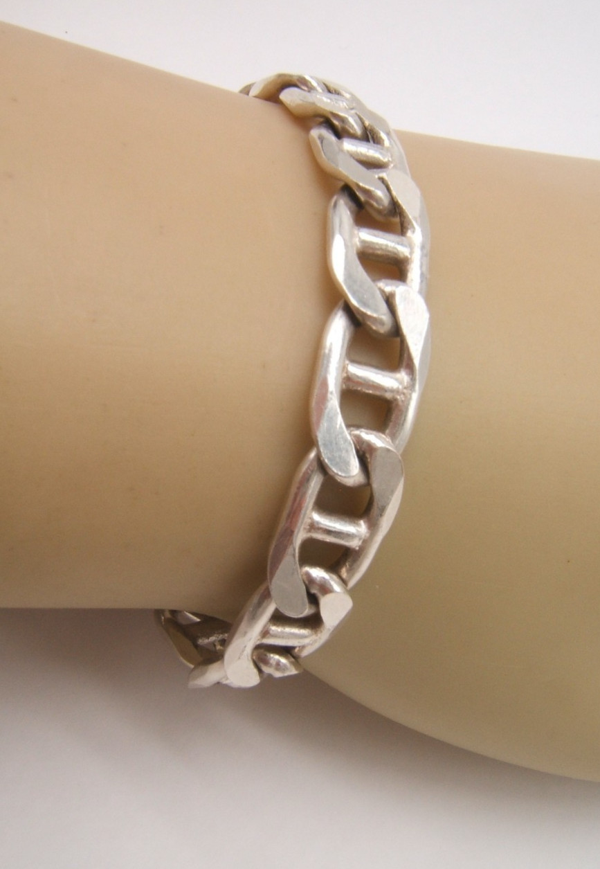 VTG STERLING SILVER MARINER CHAIN BRACELET 8 1/4” LONG ITALY
