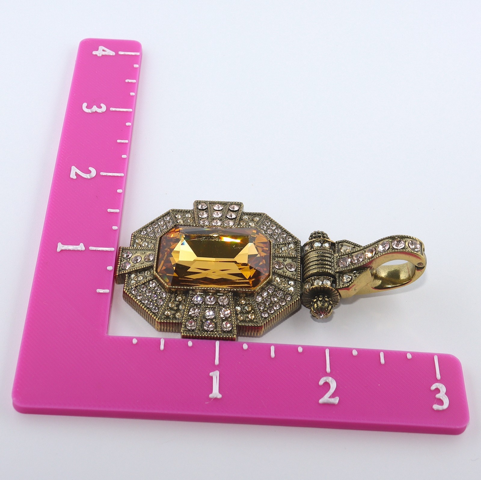 Heidi Daus Large Faux Citrine Rhinestone Pendant