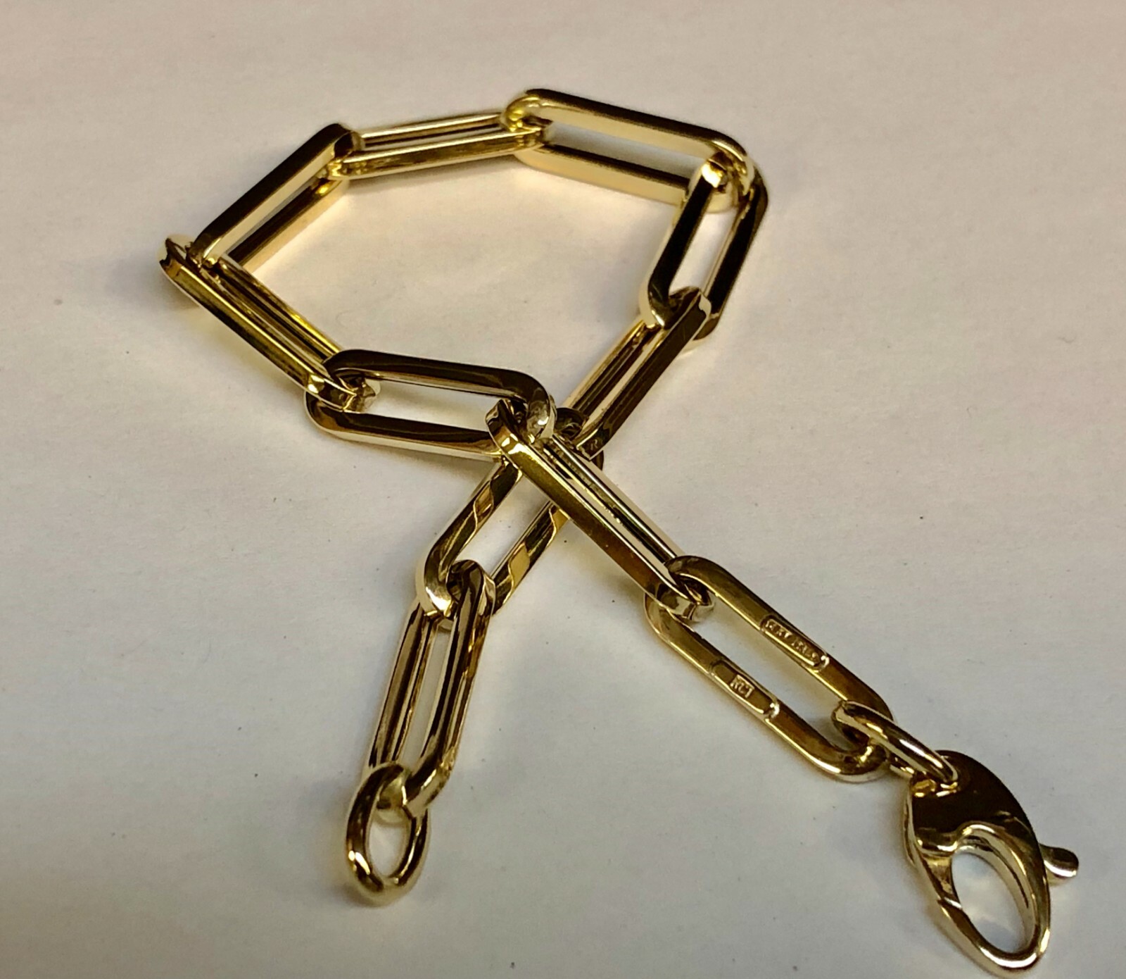 14k Yellow Gold Lite PAPERCLIP Link Chain Bracelet 7.5 Inch 4.3 grams 6.MM