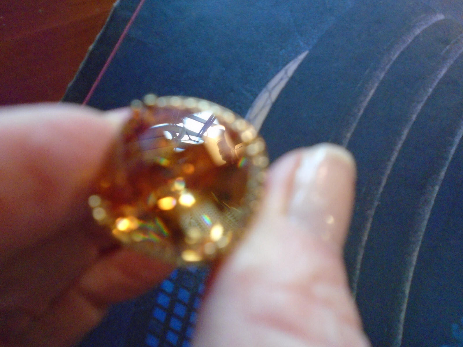 costume faux citrine diamond large stone ring 5.5-6
