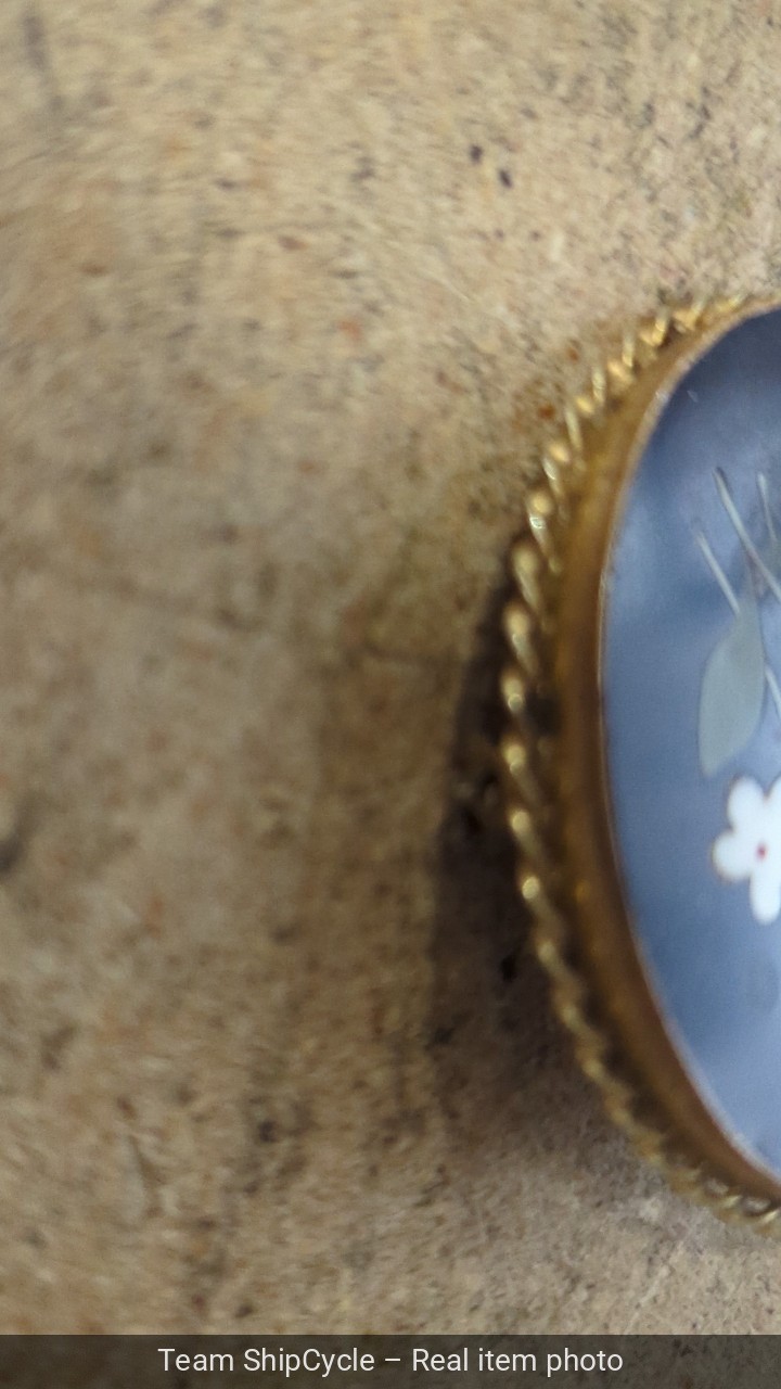 Vintage Gold Tone Floral Inlay Pietra Dura Brooch G2U