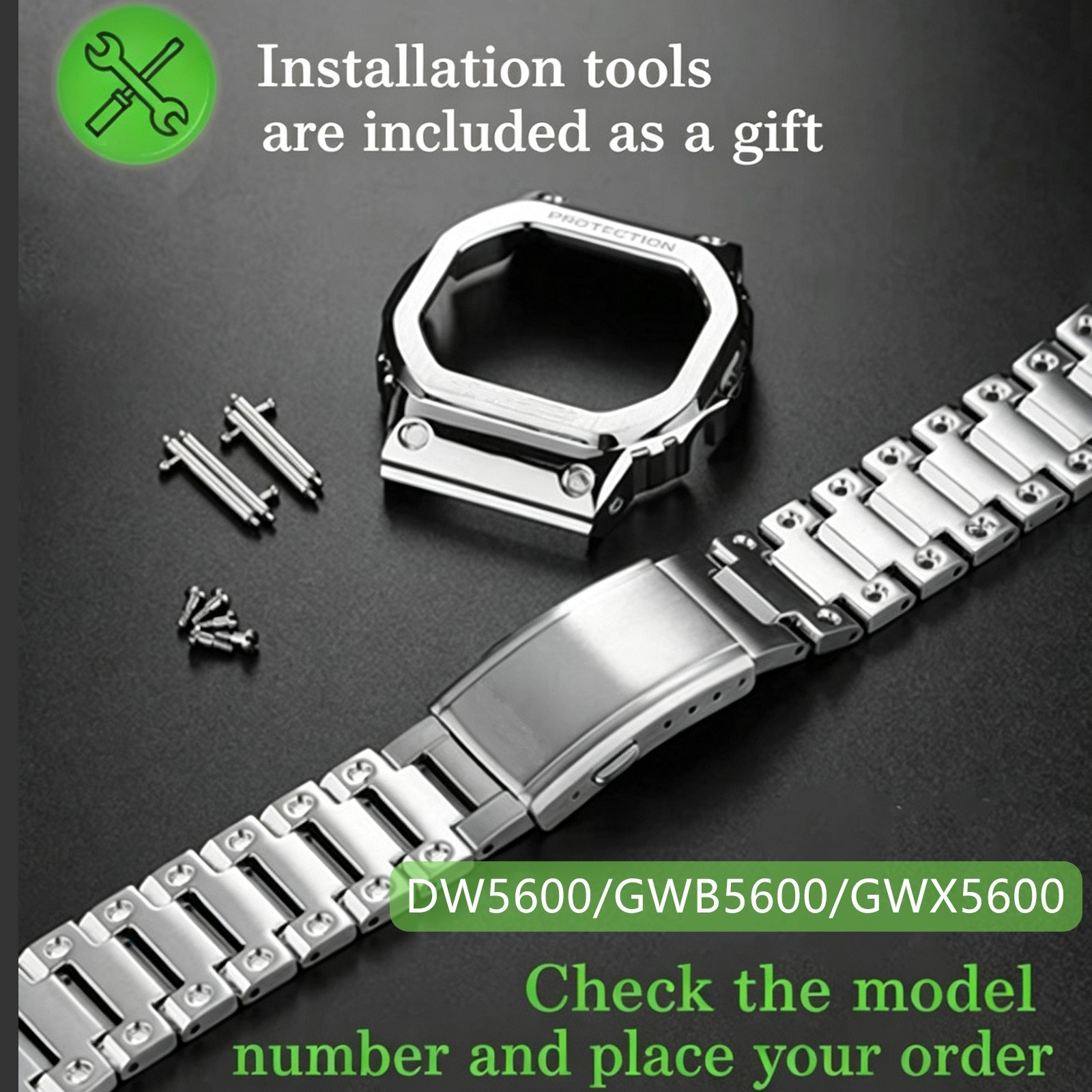 Stainless Steel Watch Case Band Mod Kit Replacement For Casio G-Shock DW5600