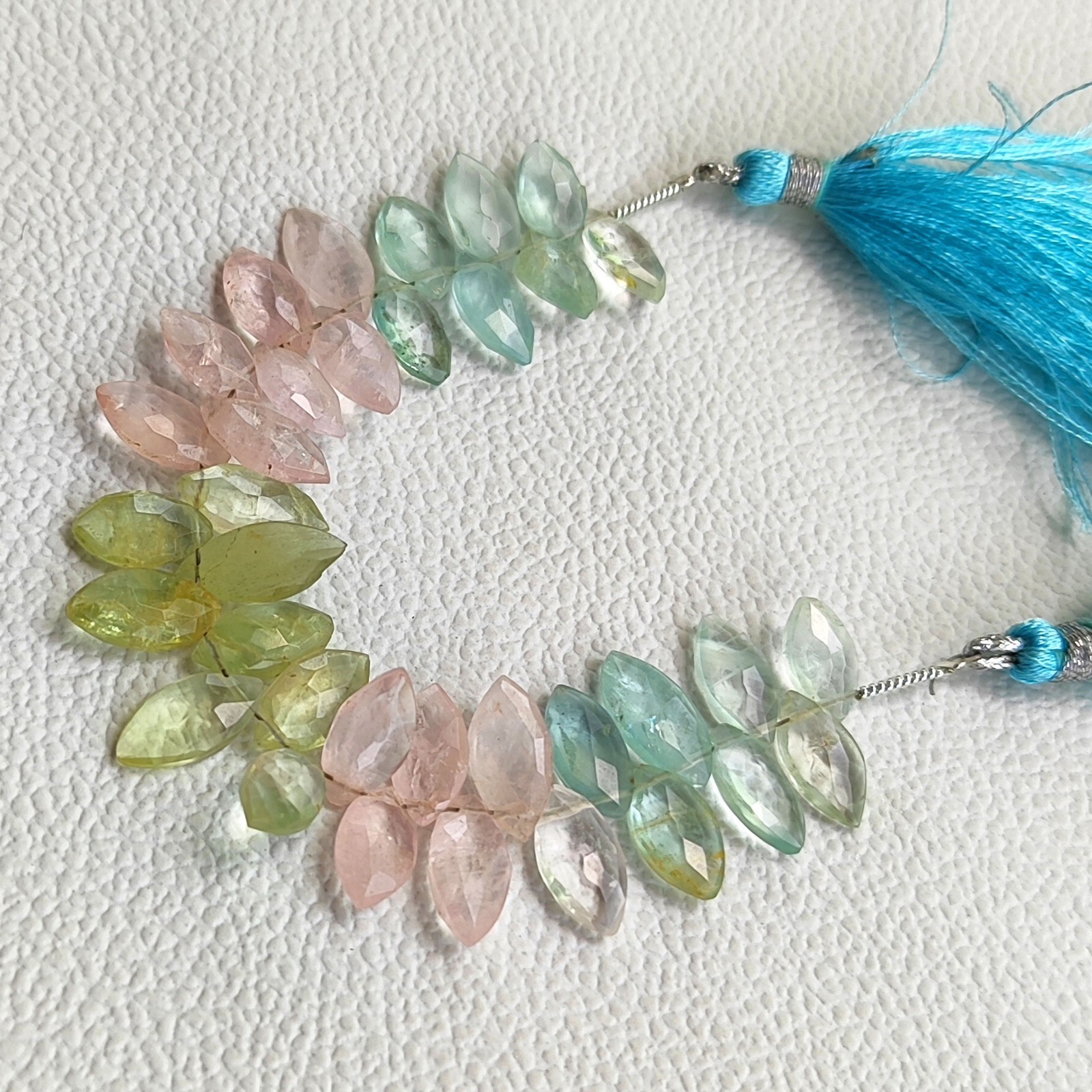 Natural Multi Beryl Faceted Marquise Beads 10-11mm 5″ Strand Brazil Gemstone DIY