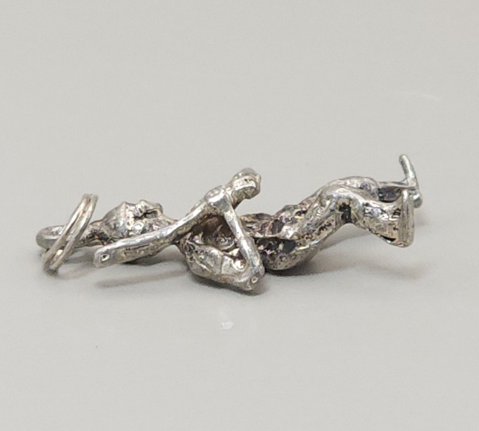 Sterling Silver Baseball Pendant Charm 2 Grams Batter 1 x1/2″ Vintage 3D Estate