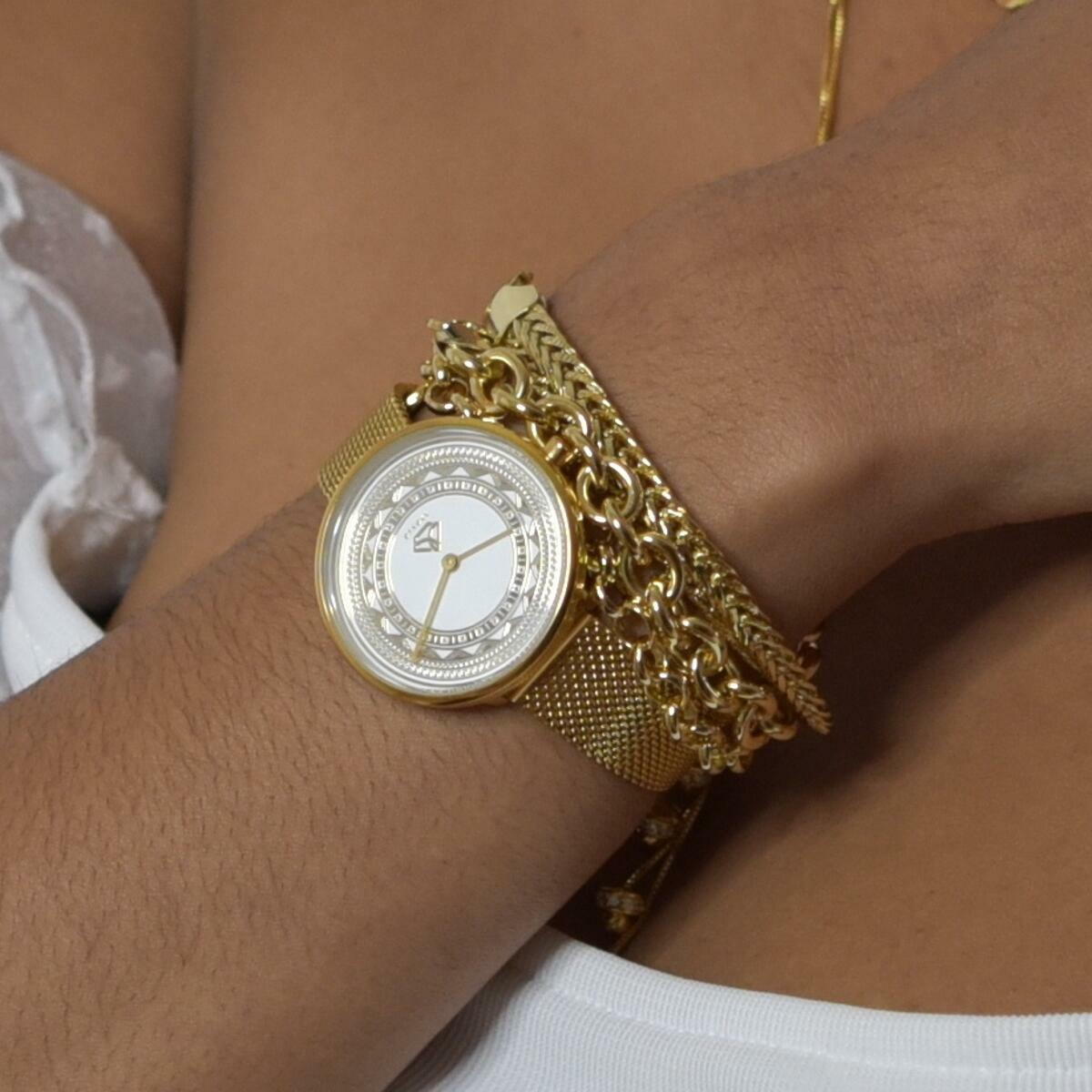 Ladies Watch Gold Plated Wristwatch 24 Carat WATERPROOF U6040DL