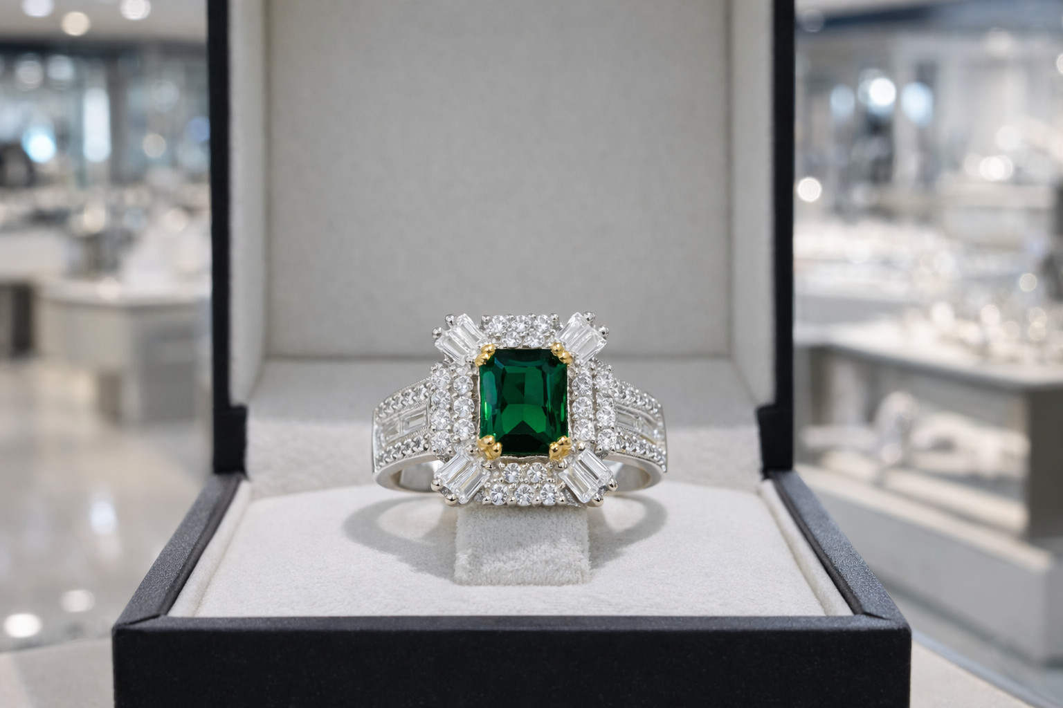 1.60 Ct Emerald Natural Emerald & Diamond Wedding Gift Ring 14K White Gold Sz 6