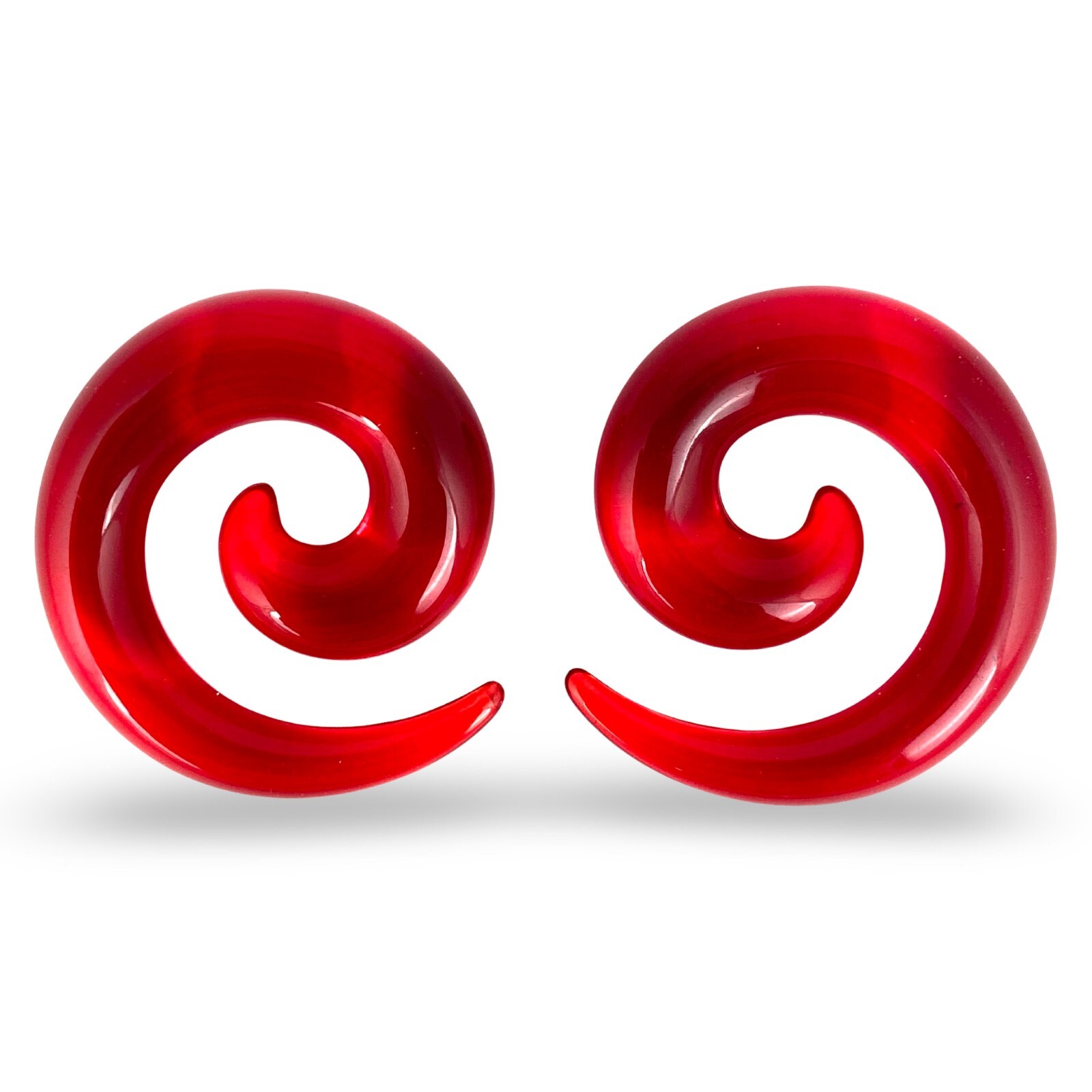 Pair of Red Acrylic Spirals set tapers plugs gauges