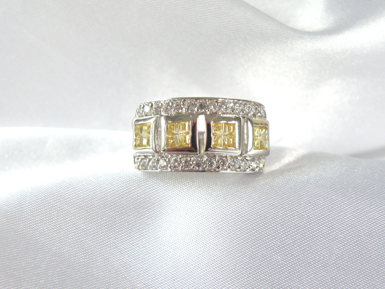 Victoria Wieck Sterling Silver 925 Channel Set Yellow CZ Ring Size 8