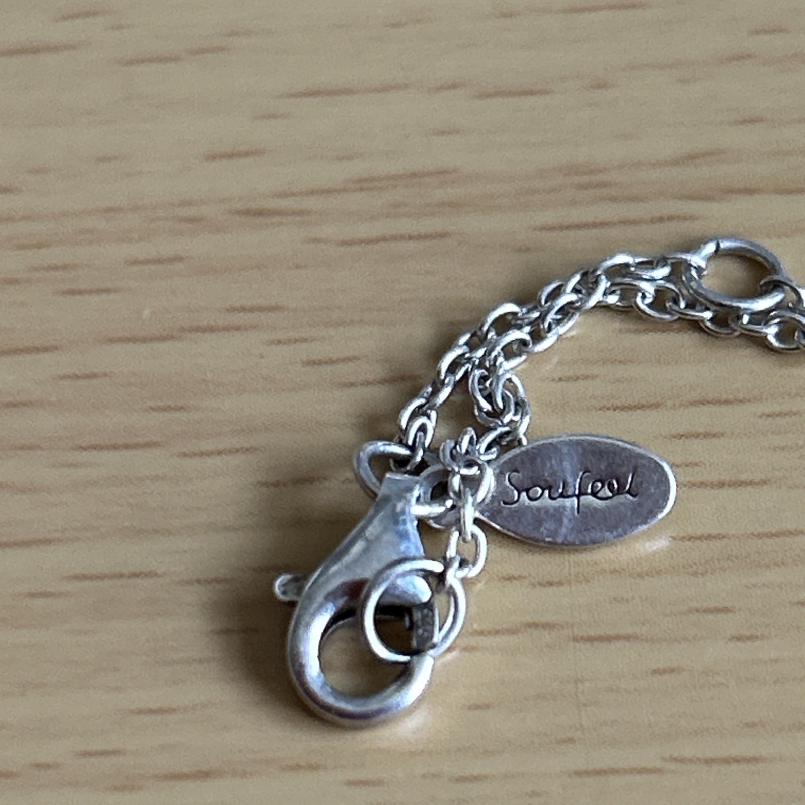 925 Silver Pendant : Charm Dangle Design On 43 Cm Chain/ Signed Soufeel