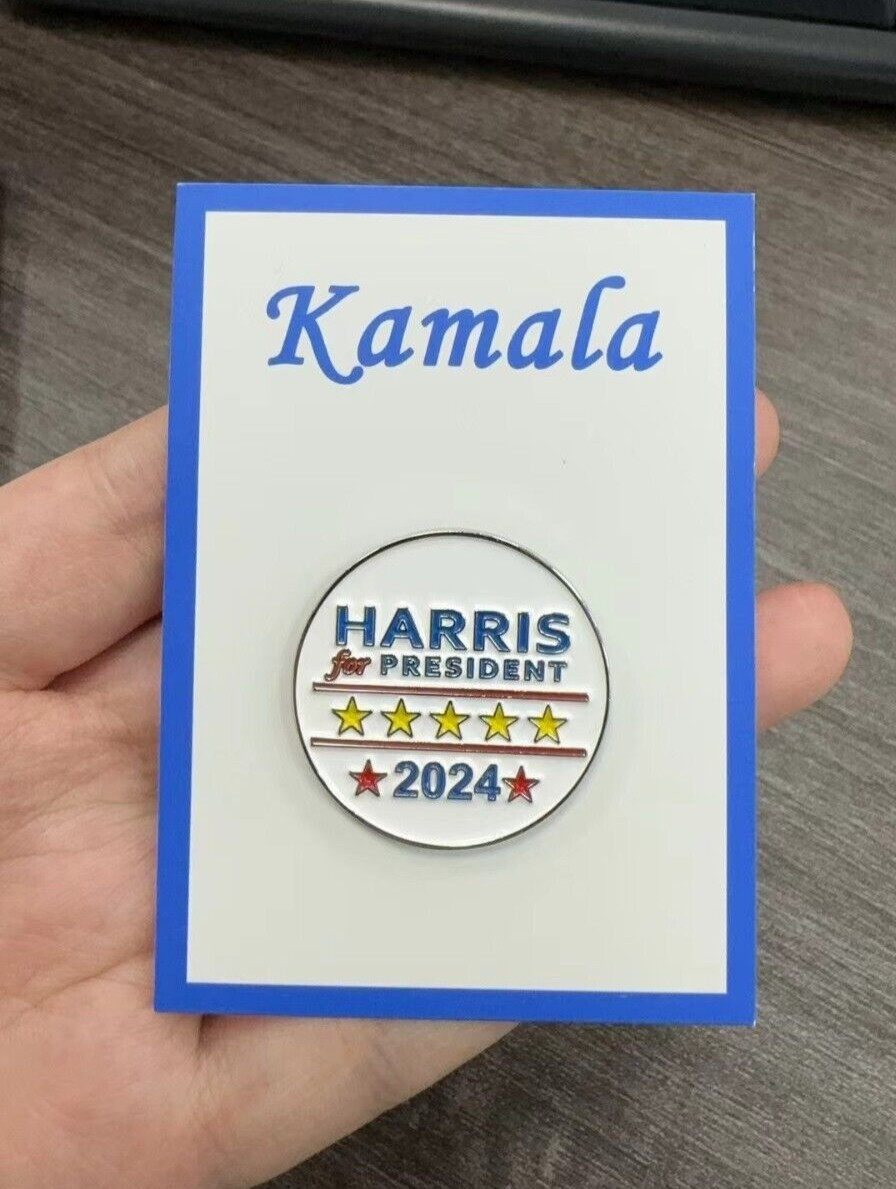 Kamala Harris for president 2024 1.15inch round lapel pin individually wrapped