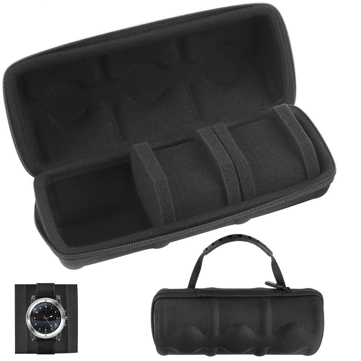 3Slot Travel Watch Roll Case Wristwatch Display Case Watch Storage Box Organizer