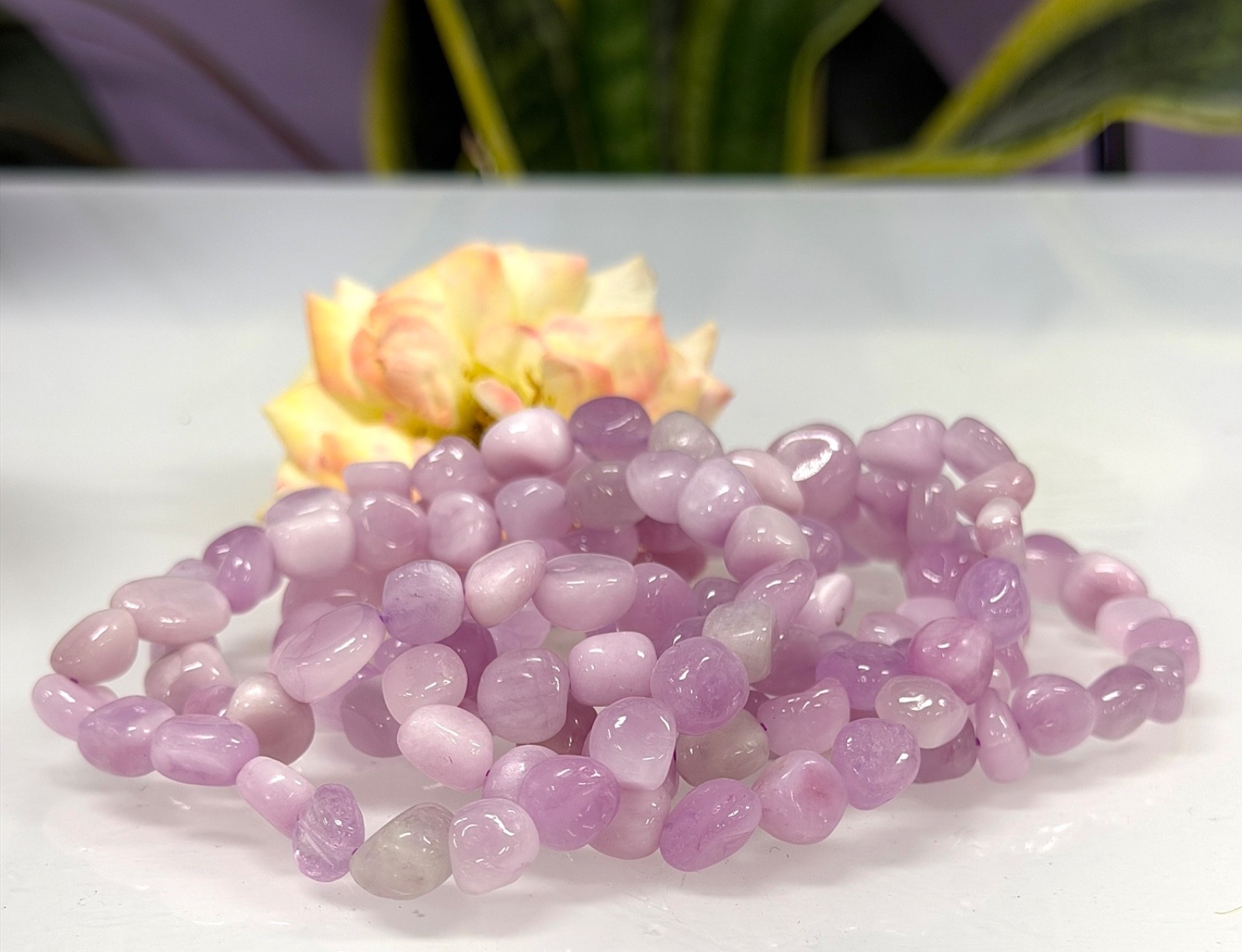 Wholesale 6 Pcs 7.5mm Kunzite Tumble Stretch Bracelet Natural Crystal Healing