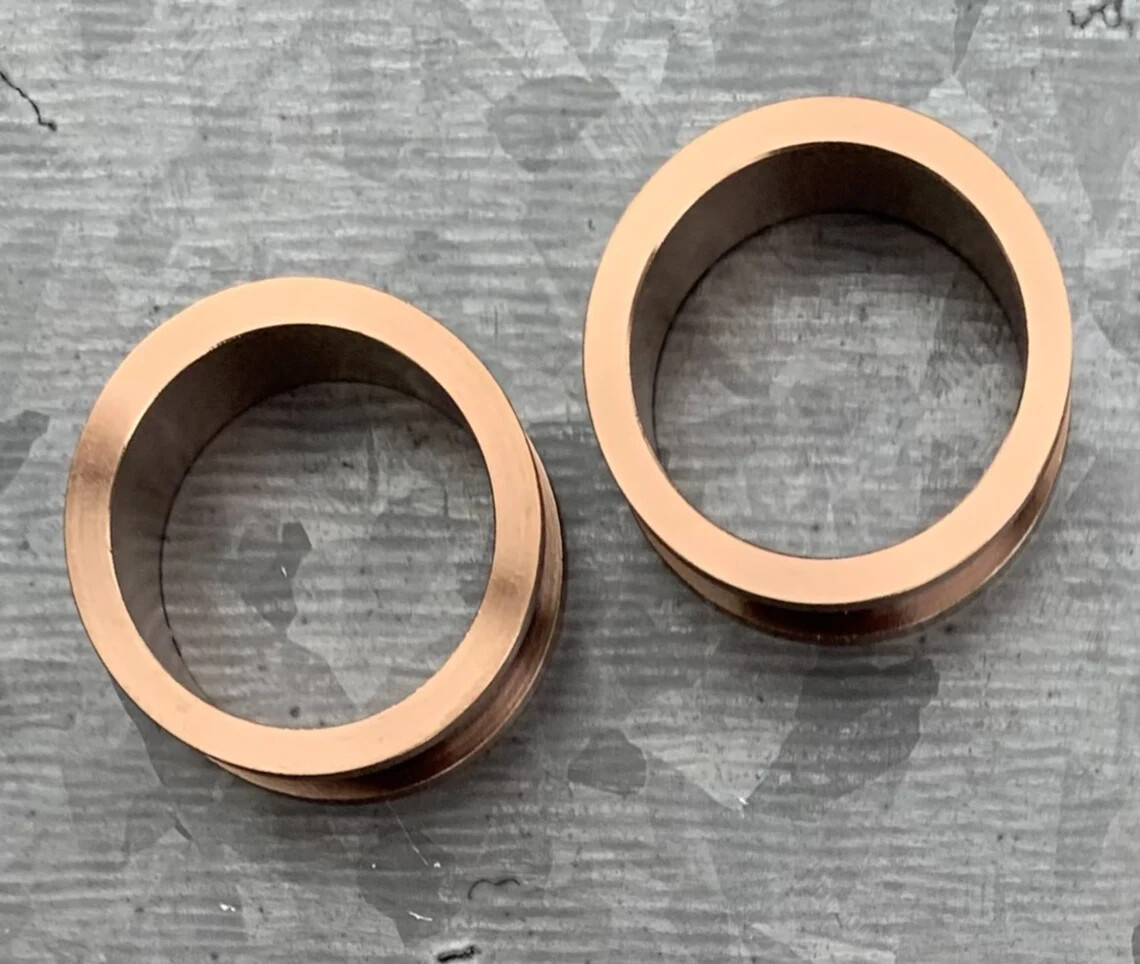 PAIR Bronze Plated Steel Screw Fit Tunnels Plugs Earlets Gauges Body Jewelry