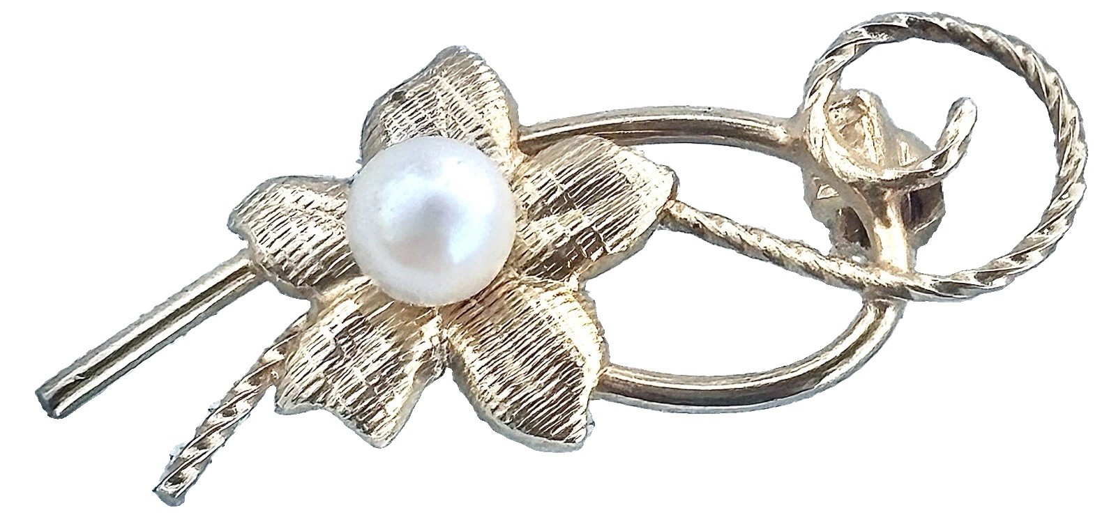 Vintage Carla 12K Gold Filled Flower Pendant Brooch Faux Pearl Small Floral