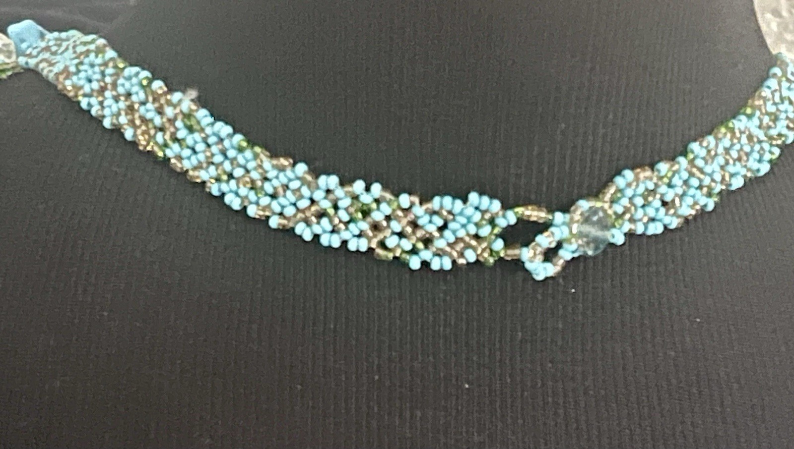 handcrafted artisan jewelry TURQUOISE GLASS BEAD NECKLACE Coral Design