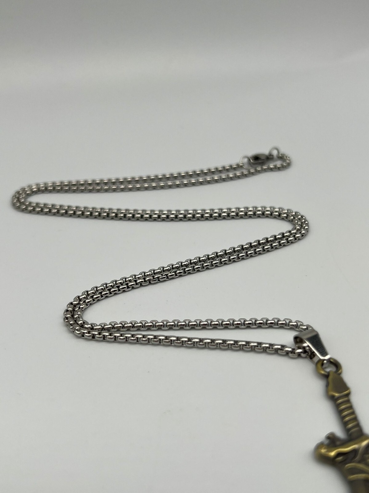 Stainless Steel Bronze Knife Dagger Weapon Pendant on Chain