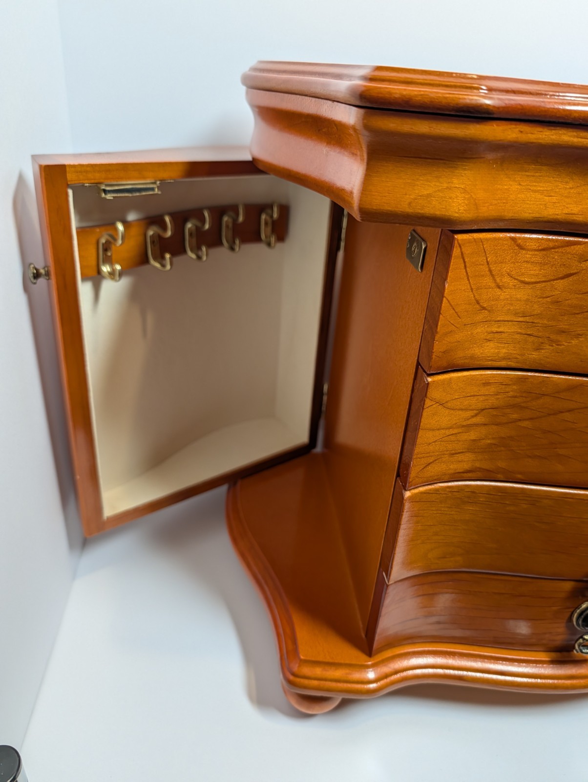 Vintage Solid Wood Jewelry Cabinet – Table Top Armoire 15.5”x13”x8.25” Nice!