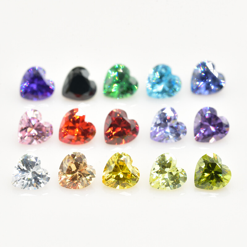 3×3-10x10mm Heart Cut 15pcs each color 1pcs ,Loose cubic Zirconia Stone