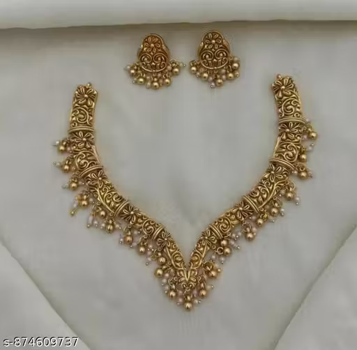 Gold Plated Necklace and earrings set| Traditional Jewellery GHUNGROO PIPE set