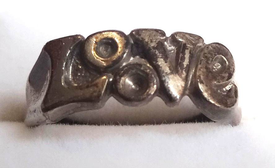 Vintage 1960s – 1970s Sterling Silver ” LOVE ” Band Ring Size 6 ~ Signed BAR