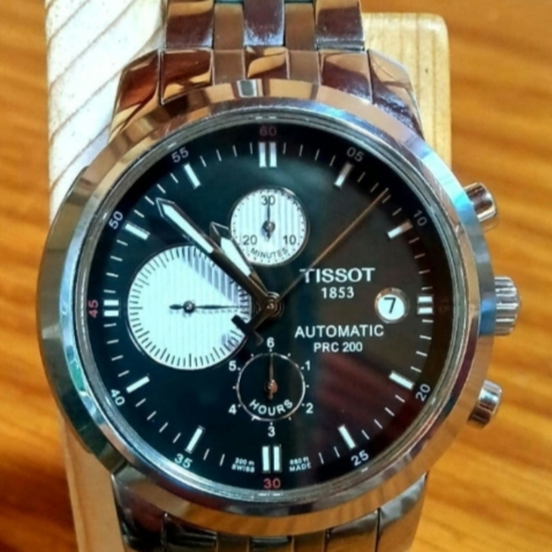 TISSOT A014427A Working Auto Chronograph 18cm 7.09in 200M Black Dial Watch