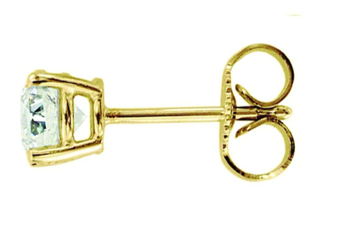 0.05ct Natural Round J-K Diamond Solitaire Stud Earrings in 14k Yellow Gold